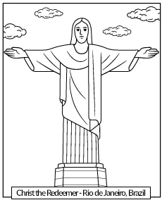 Christ the Redeemer statue coloring page printable