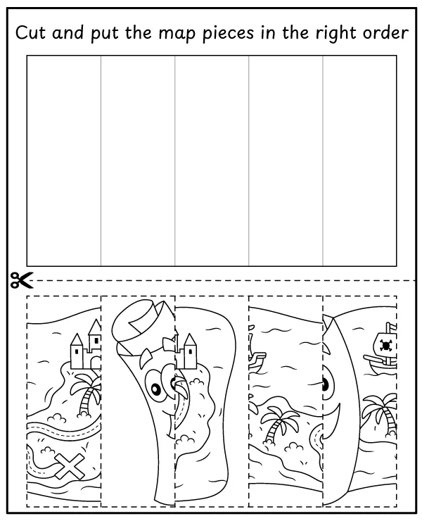 Dora cut and order puzzle coloring page