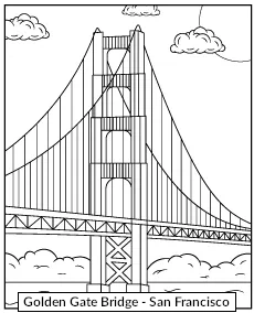 Golden Gate Bridge coloring page San Francisco USA