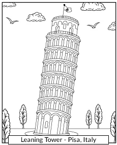 Leaning Tower of Pisa coloring page Italy landmark