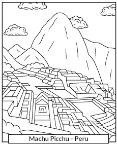 Machu Picchu in Peru coloring page educational materials for children