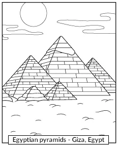 Pyramids in Egypt coloring page educational materials