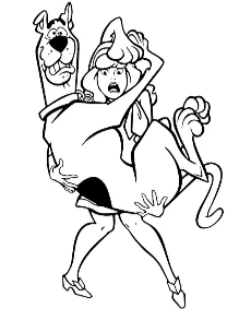 Funny Scooby-Doo coloring page with Daphne