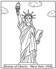 Statue of Liberty coloring page New York USA eduactional materials for children