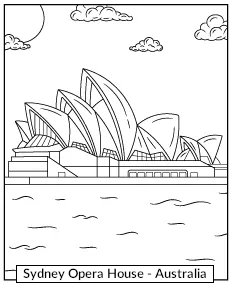 Sydney Opera coloring page educational materials for children
