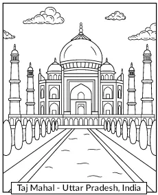 Taj Mahal coloring page educational materials for kids