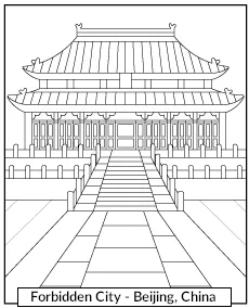 The Forbidden City in China coloring page printable