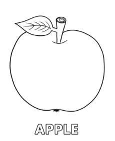 Single apple fruit coloring page for children