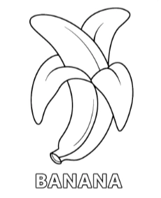Single banana fruit coloring page for children