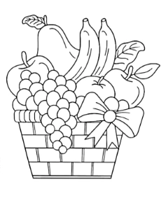 Fruit basket coloring page for children