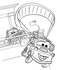 Mater on a parachute coloring page Cars