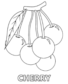 Sweet cherry coloring page with fruit names