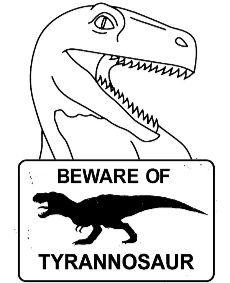 Trex coloring picture beware of tyrannosaur