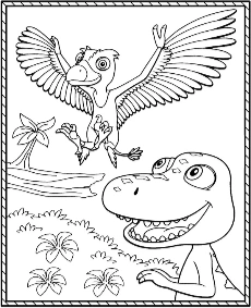 Cartoon style dinosaurs coloring pages