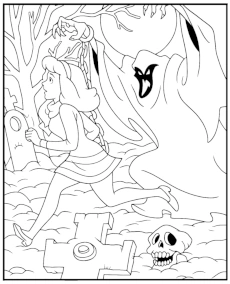 Daphne chased by a monster coloring page