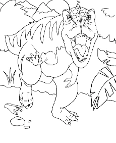 Tyranosaurus rex attacking coloring page
