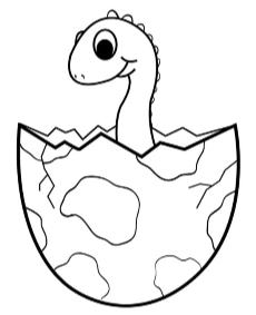 A baby dinosaur hatched from an egg coloring sheet