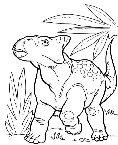 Dinosaur in the forest coloring pages for children