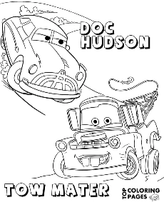Doc Hudson and Mater coloring page