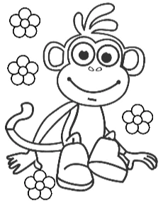 Monkey Boots and flowers coloring page