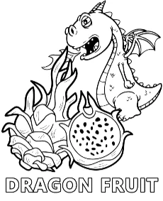 Printable dragon fruit coloring sheet for kids