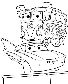 Cars fillmore and flo coloring page