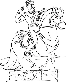 Coloring page with Hans riding horse from Frozen
