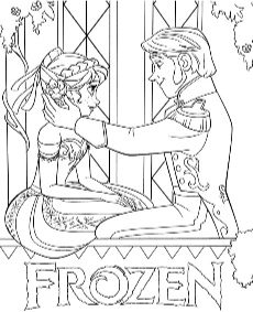 Hans and Elsa Frozen free coloring sheet