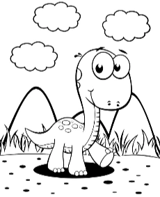 Coloring pages for little children with a cartoon dinosaur