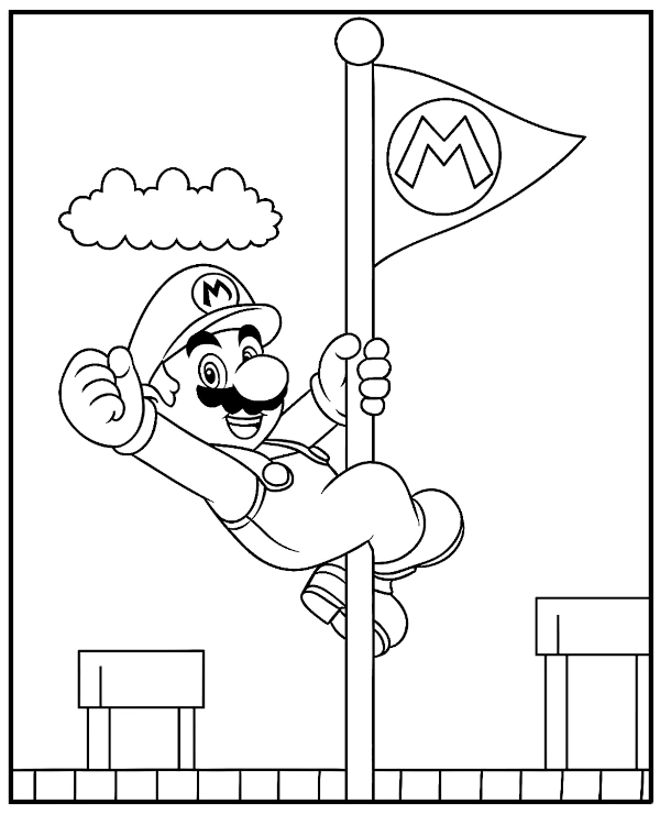 Mario game coloring page for children