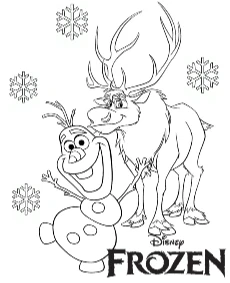 Olaf and Sven coloring page for children