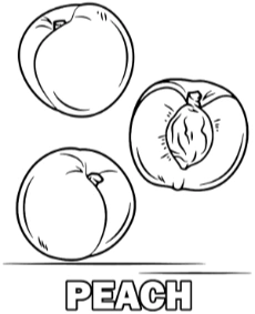 Three peaches coloring page with fruits