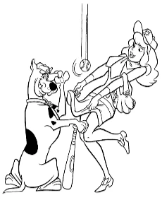 Daphne and scooby play baseball coloring page