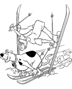 Scooby doo skiing coloring sheet