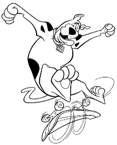 Scooby-doo with a skateboard coloring page
