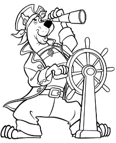 Pirate captain Scooby coloring page printable