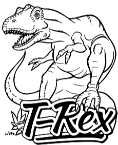 A mighty T-rex with a logo coloring page