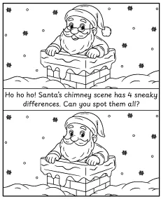 Spot 4 differences - Christmas Santa Coloring Pages