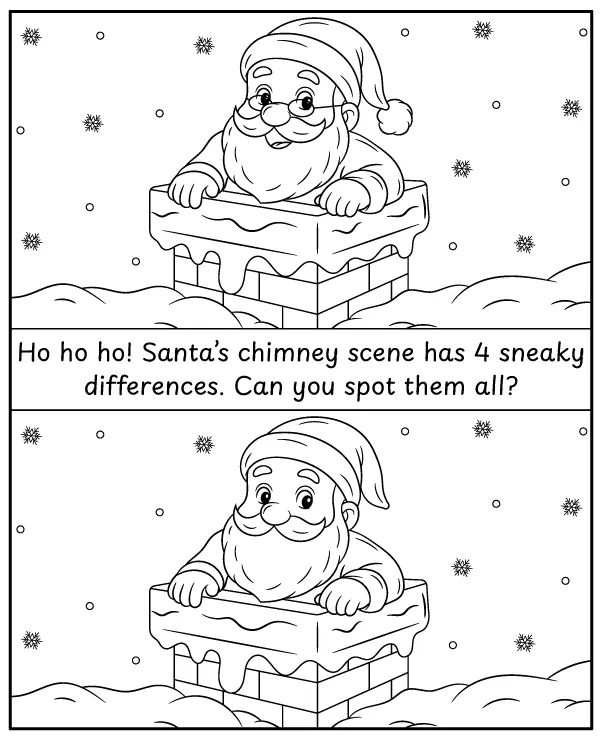 Spot the difference - Christmas Santa Coloring Pages