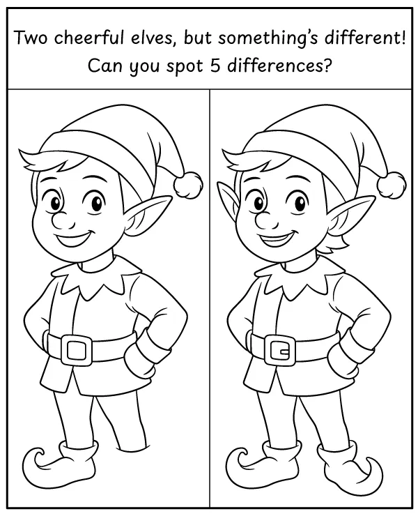 Spot the difference - Christmas Elf activity for children