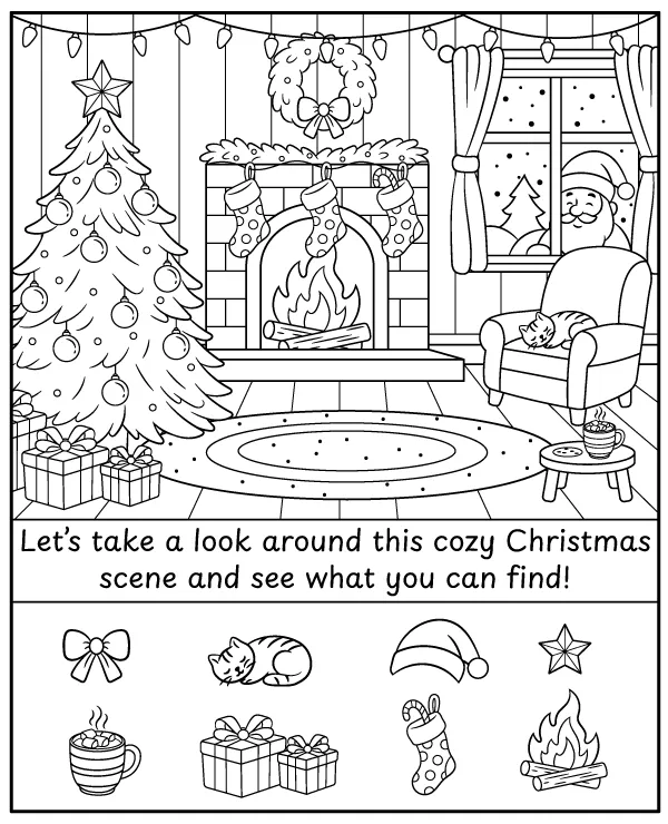 Find all the hidden Christmas objects - activity for children