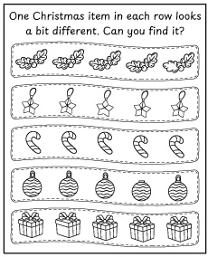 Different Christmas Item - Observation task for children printable