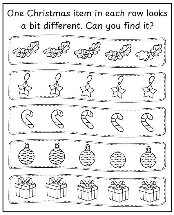 Different Christmas Item - Observation task for children