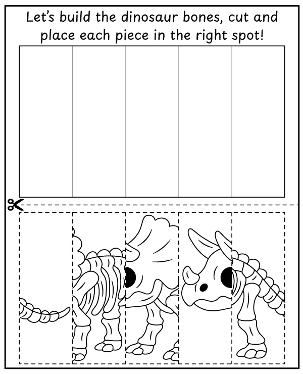 Cut out and arrange in the correct order - dinosaur puzzle for children