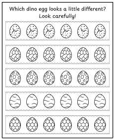 Diffrent dinosaur egg - printable puzzle for children mini