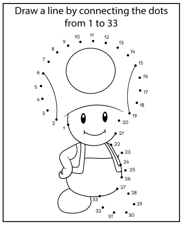 Toad dot to dot activity for children - printable worksheet