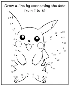 Dot to dot activity for children Pikachu Pokémon mini