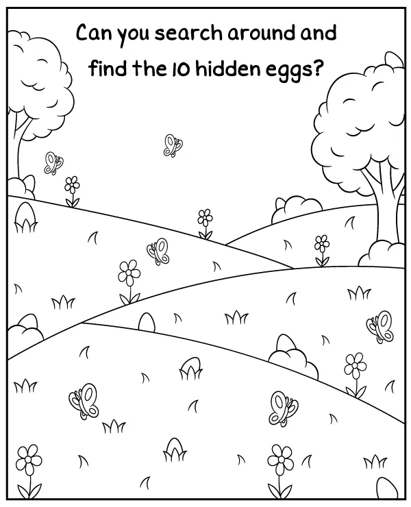 Find hidden Easter eggs - printable educational activity for kids