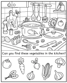Find Hidden Vegetable - Printable Worksheet for Children