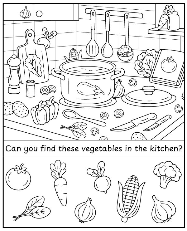 Find Hidden Vegetable - Worksheet for Children